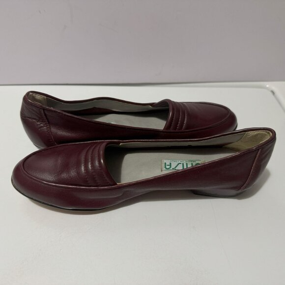 Unisa Womans Burgundy Slip-On Round Toe Leather Made in Italy Shoes 5.5B Preppy - Picture 7 of 9
